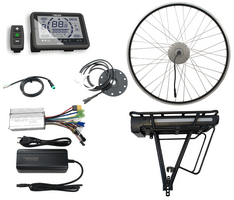 Elektrische ombouwset bakfiets achterwiel Dewi V2 36V 720Wh 20Ah accu bagagedrager
