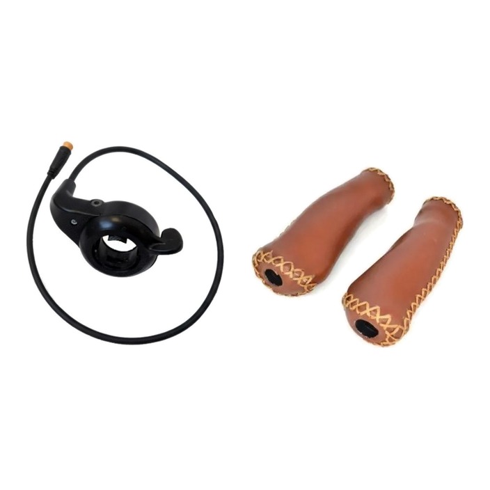 [500702] Acelerador de pulgar + puños marrones imitación piel